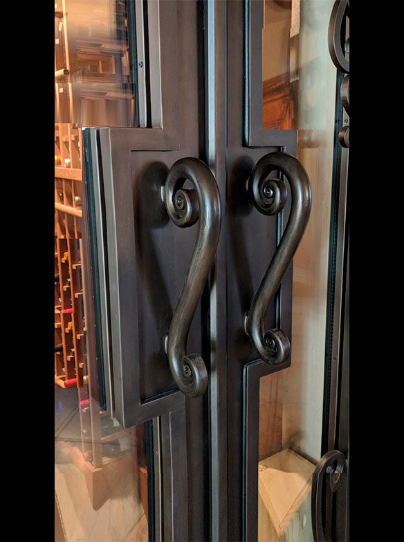 Close-up of Wine Room door pulls